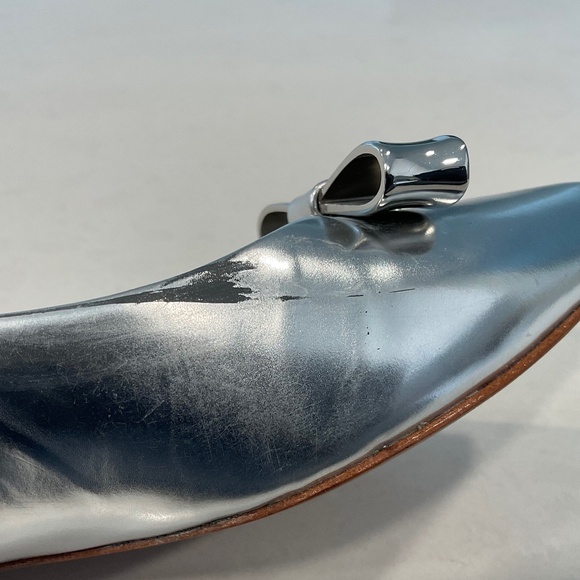 COACH Shoes Wilma Flats Mirror Metallic Silver Bow Pointed Toe Size 8.5 - Picture 7 of 9